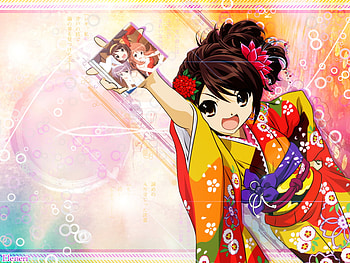 Yukata, japanese clothes, colorful, kimono, cute, melancholy of haruhi suzumiya, the melancholy of haruhi suzumiya, abstract, flower, female, sexy, color, hot, girl, traditional, multicolor, anime girl, haruhi suzumiya, anime, sos brigade HD wallpaper