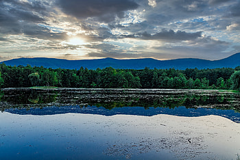 Nature, Water, Trees, Reflection, Rays, Beams, Hill HD wallpaper
