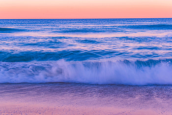 Tide, sea waves, sunset, shore HD wallpaper
