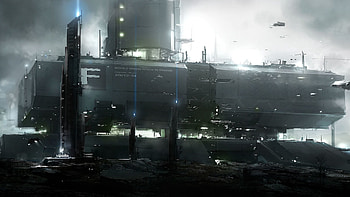 Fantasy, Ships, Shine, Light, Planet, Base HD wallpaper