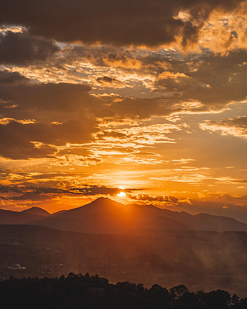 Nature, Sunset, Sky, Mountains, Forest HD phone wallpaper