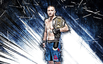 Justin Gaethje, grunge art, american fighters, MMA, UFC, Mixed martial arts, blue abstract rays, Justin Gaethje , UFC fighters, MMA fighters HD wallpaper