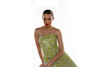 Actress, green dress, minimal, Indiana Evans HD wallpaper