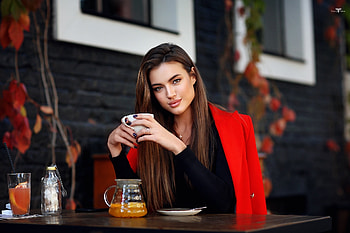 Woman model, long hair, brown eyes HD wallpaper