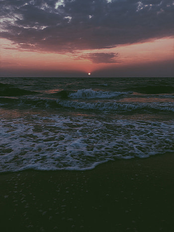 Nature, Sunset, Sea, Horizon, Tide, High Tide HD phone wallpaper