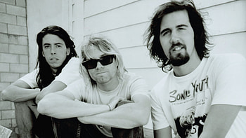 B&W Grunge — '90s Rock Trio, Black & White, grunge, Rock (Music), Kurt Cobain, music, Nirvana HD wallpaper