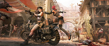 Two Girls Killing Zombies, artist, artwork, artstation HD wallpaper