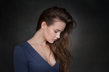 Beautiful, long hair, simple portrait, girl model HD wallpaper