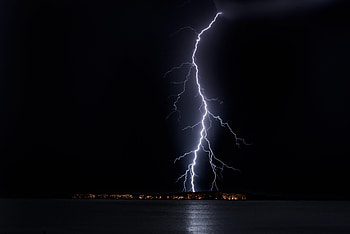 Nature, Sea, Night, Lightning, Horizon, Shine, Light HD wallpaper