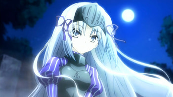 Eucliwood Hellscythe, yuu, cute, amour, long hair, dress, kore wa zombie desu ka, necromancer, moon, pretty HD wallpaper