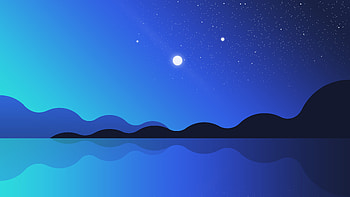 Midnight Blues Lake Reflection, artist, artwork, art, digital-art, ai, lake, blue, sky, star, moon HD wallpaper