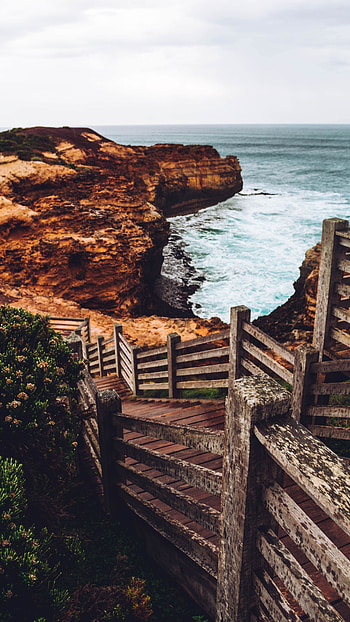 Wooden stairs, Coastal charm, Seaside , Natural beauty HD phone wallpaper