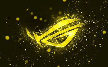 Rog yellow logo, , yellow neon lights, Republic Of Gamers, creative, yellow abstract background, Rog logo, Republic Of Gamers logo, Rog HD wallpaper