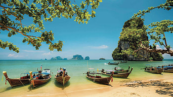 Krabi's tropical beauty, Railay Beach haven, Limestone rock allure, Stunning HD wallpaper