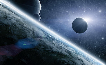 Planets, Universe, Stars, Shine, Light, Rays, Beams HD wallpaper