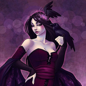 Lady and the Raven, artwork, wings, raven, lady, abstract, cg HD wallpaper