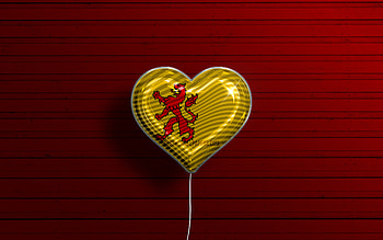 I Love South Holland, , realistic balloons, red wooden background, Day of South Holland, dutch provinces, flag of South Holland, Netherlands, balloon with flag, Provinces of Netherlands, South Holland flag, South Holland HD wallpaper