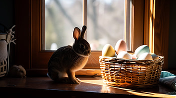 Easter Bunny with Basket, bunny, easter bunny, rabbit, Easter, egg HD wallpaper