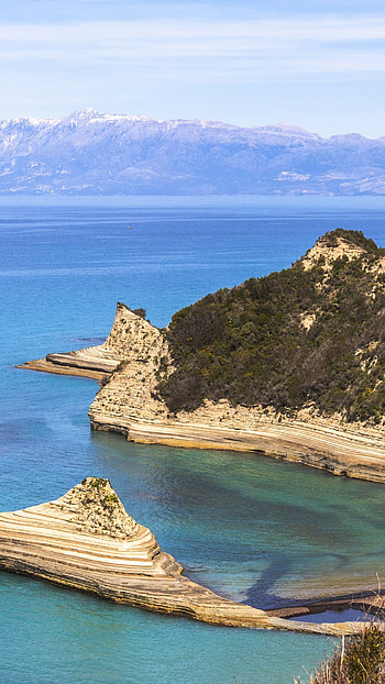 Kra drstis cape, Corfu island, Greece, Spotlight HD phone wallpaper