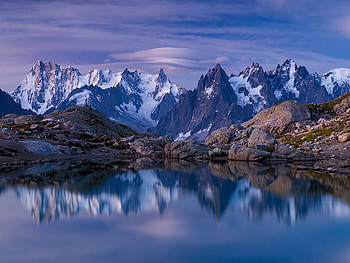 Mountain peaks, snowy, reflection, nature, peak, mountain HD wallpaper