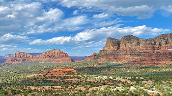 Sedona, Arizona, clouds, landscape, desert, sky, rocks, mountains, usa HD wallpaper