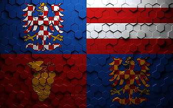 Flag of South Moravian, honeycomb art, South Moravian hexagons flag, South Moravian 3d hexagons art, South Moravian flag HD wallpaper