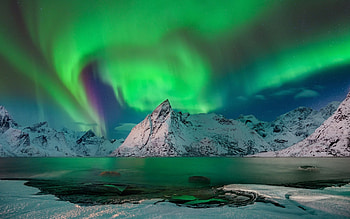 Northern lights, Winter, Snow, Mountains, Night, Sky HD wallpaper