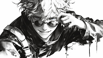 Dynamic Satoru Gojo in Black & White, Anime, Jujutsu Kaisen, Satoru Gojo, Black & White, Black And White Anime HD wallpaper