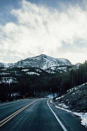 Nature, Mountains, Snow, Vertex, Top, Road, Turn HD phone wallpaper