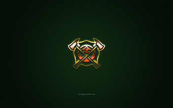 Arizona Hotshots, American football club, red logo, green carbon fiber background, AAF, American football, USA, Alliance of American Football, Arizona Hotshots logo HD wallpaper