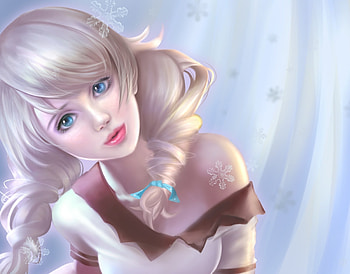 Fantasy girl, blue, winter, frumusete, zvj, girl, snowflake, brown, pink, fantasy, iarna, luminos HD wallpaper