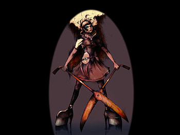 Scissors, fantasy, dark, female HD wallpaper