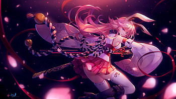 Bunny girl, bunny, pink, anime, samurai, ears, girl, manga HD wallpaper