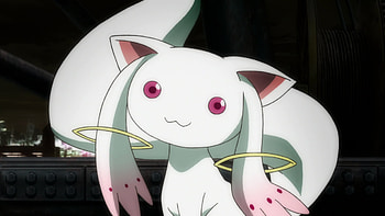 Kyubey, Anime character, Abstract background, Magical creature HD wallpaper