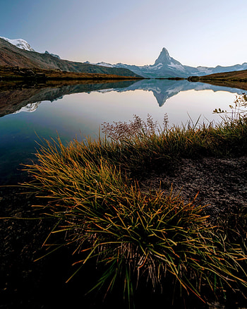 Landscape, Nature, Grass, Mountains, Lake, Reflection HD phone wallpaper