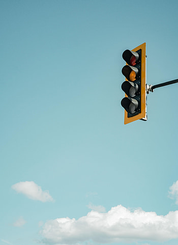 Sky, Clouds, Miscellanea, Miscellaneous, Sign, Traffic Light HD phone wallpaper