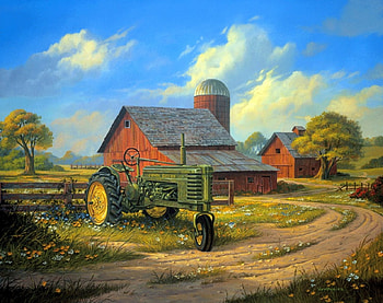 Spirit of America, love four seasons, attractions in dreams, clouds, farms, draw and paint, sky, flowers, roads HD wallpaper