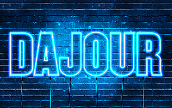 Happy Birtay Dajour, , blue neon lights, Dajour name, creative, Dajour Happy Birtay, Dajour Birtay, popular french male names, with Dajour name, Dajour HD wallpaper