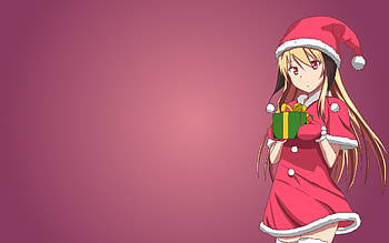 Santa Girl With Hat Anime Girl, anime-girl, anime, artist, artwork, digital-art HD wallpaper