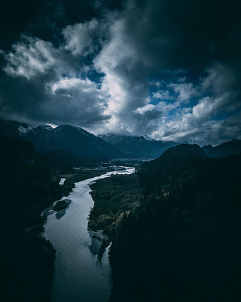 Germany, Nature, Rivers, Trees, Sky, Mountains, Clouds, View From Above HD phone wallpaper