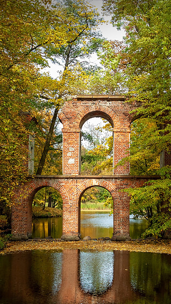 Roman-inspired aqueduct, Arkadia Park, Poland, man made, bridge HD phone wallpaper