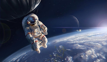 The Ascention Astronaut , astronaut, artist, artwork, digital-art, deviantart HD wallpaper