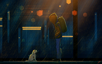 Stray Dogs, artist, artwork, digital-art, deviantart, dogs, alone, rain HD wallpaper