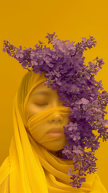 Floral Aesthetic Woman, woman, portrait, flower, yellow HD phone wallpaper