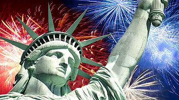 Statue of Liberty, Fireworks, Independence day of America HD wallpaper