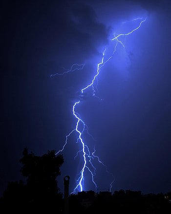Trees, Night, Lightning, Dark, Glow HD phone wallpaper