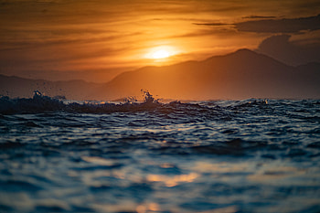 Nature, Sea, Sun, Waves, Splash, Hill HD wallpaper