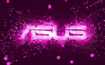 Asus purple logo, , purple neon lights, creative, purple abstract background, Asus logo, brands, Asus HD wallpaper
