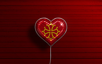 I Love Languedoc, , realistic balloons, red wooden background, Day of Languedoc, french provinces, flag of Languedoc, France, balloon with flag, Provinces of France, Languedoc flag, Languedoc HD wallpaper