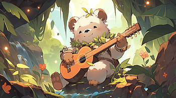Bear Playing Guitar, bear, kawaii, AI Art HD wallpaper